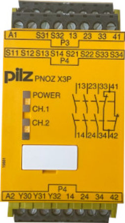 PILZ emergency stop device PNOZ X3P safety relay