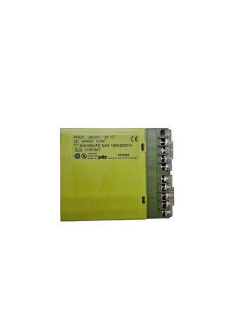 Pilz PNOZ 24VDC 3S 1&Ouml; Sicherheitsrelais 474695 mit Ger&auml;teaufkleber und technischen Daten