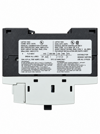 Additional image Siemens SIRIUS 3RV1011-1EA10 motor protection circuit breaker – side view with ratings